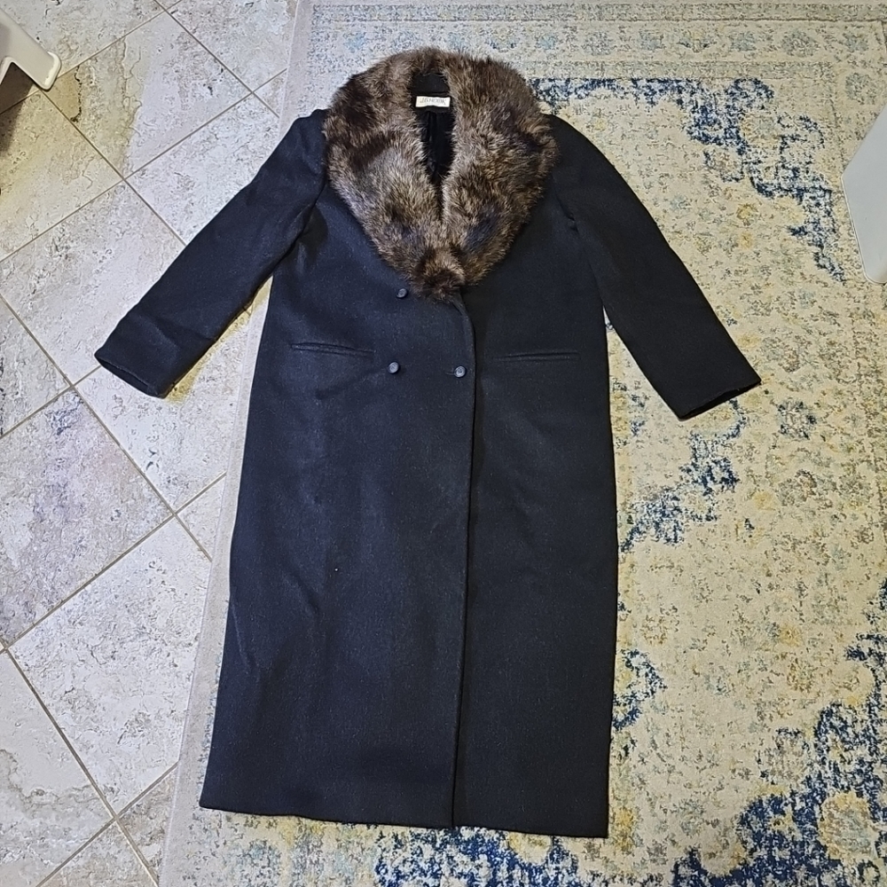 JG Hook 100% Wool Coat With Genuine Fur Collar